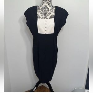 J.S.J. Petite Black Colorblock Short Sleeve Unlined Sheath Dress Size 12P